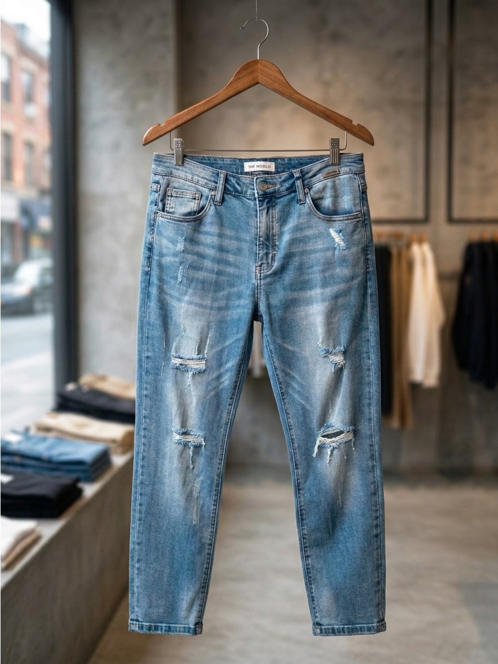 Distressed Light Blue Jeans